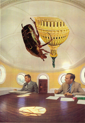 Monticello Opens for Business, collage by Maria Gilardin